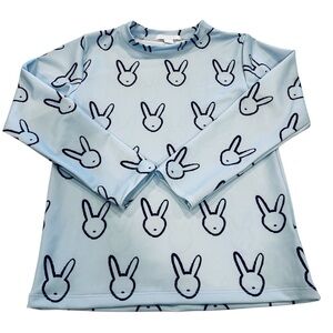 LIvly Lt Blue Bunny Print Lon Sleeve Rashguard. Sz 6Y